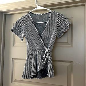 Caution to the wind - tie front wrap shirt